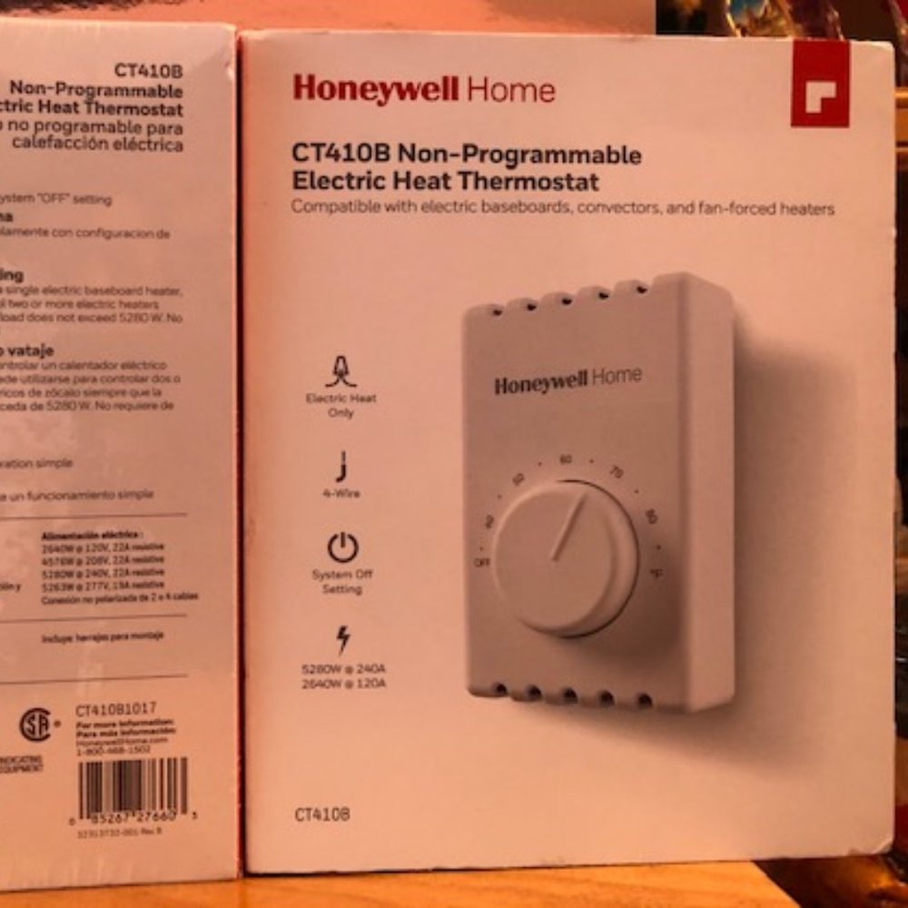 Honeywell Home CT410B Manual 4 Wire Premium Baseboard/Line Volt Thermostat CT410